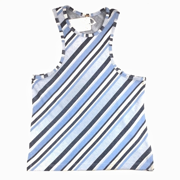 NWT🔖Free People High Neck Blue Striped Tank Top Size M - Picture 2 of 7